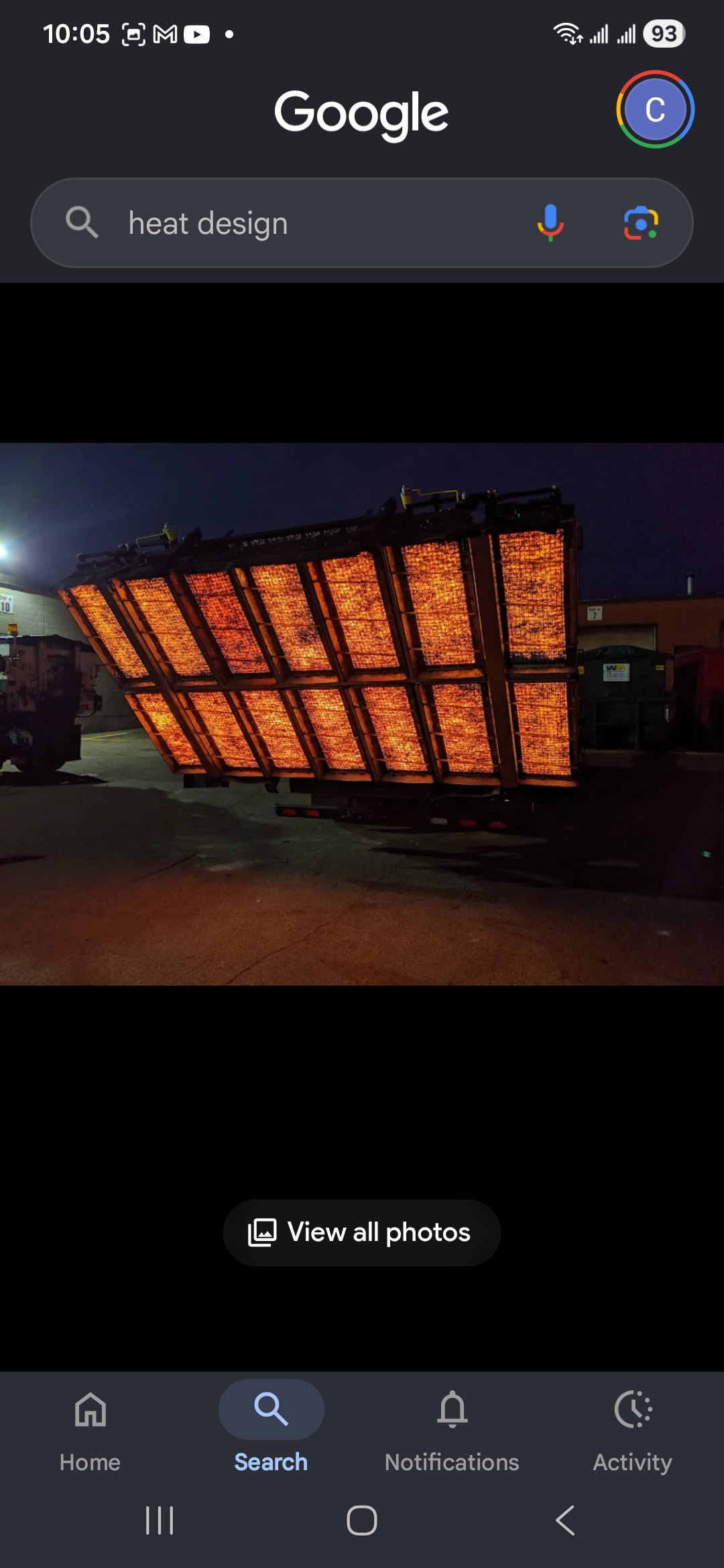 Heat Design Equipment infrared panel — night operation